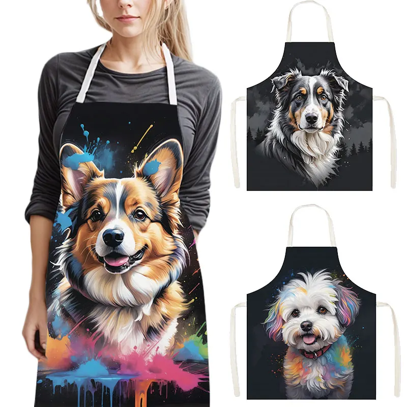 Kitchen Gadgets For Women - Renkli Köpek Portre Mutfak Önlüğü -